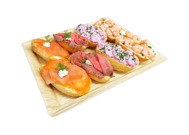 halbe Brötchen verschieden belegt